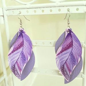 New Lavender Feather Shaped Earrings